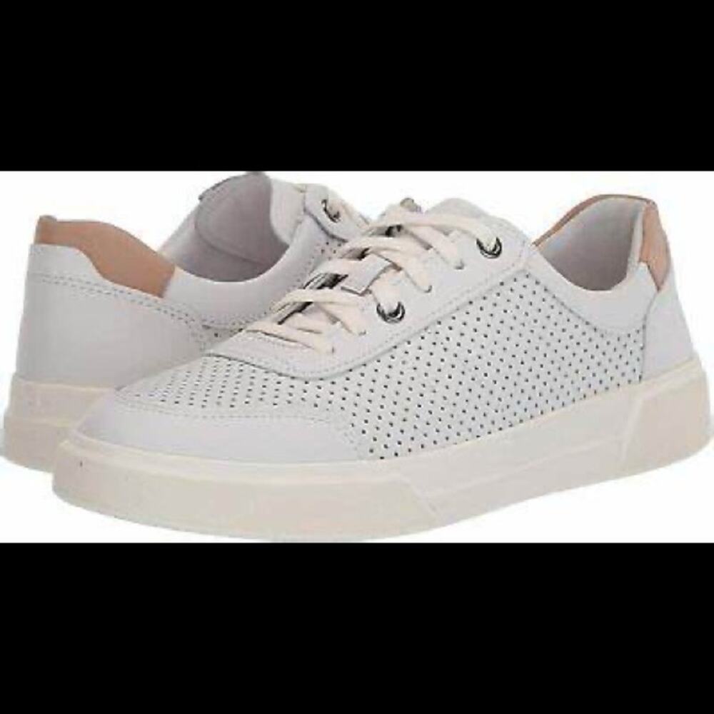 VINCE Men's White Perforated Leather Low Top Lace Up Sneaker Shoes Size 9.5M